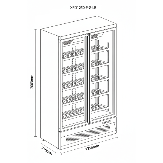 Prodis XPD1250-P-MK2 Heavy Duty Low Energy Double Door Display Fridge Prodis XPD1250-P-MK2 Heavy Duty Low Energy Double Door Display Fridge
