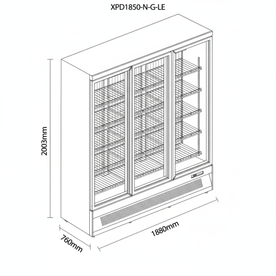 Prodis XPD1850-N-MK2 Heavy Duty Low Energy Triple Door Display Freezer Prodis XPD1850-N-MK2 Heavy Duty Low Energy Triple Door Display Freezer